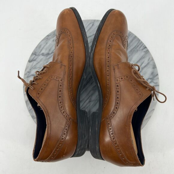 Cole Haan Dress Shoes Mens 13 British Tan Montgomery Wing Oxford Lace Up C20237 - Picture 7 of 12